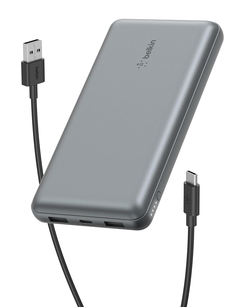 Belkin USB C Portable Charger 20000mAh, 20K Power Bank with USB Type C Input Output Port and 2 USB A Ports with Included USB C to A Cable for iPhone, Galaxy, Pixel, iPad, AirPods and More –Space Gray