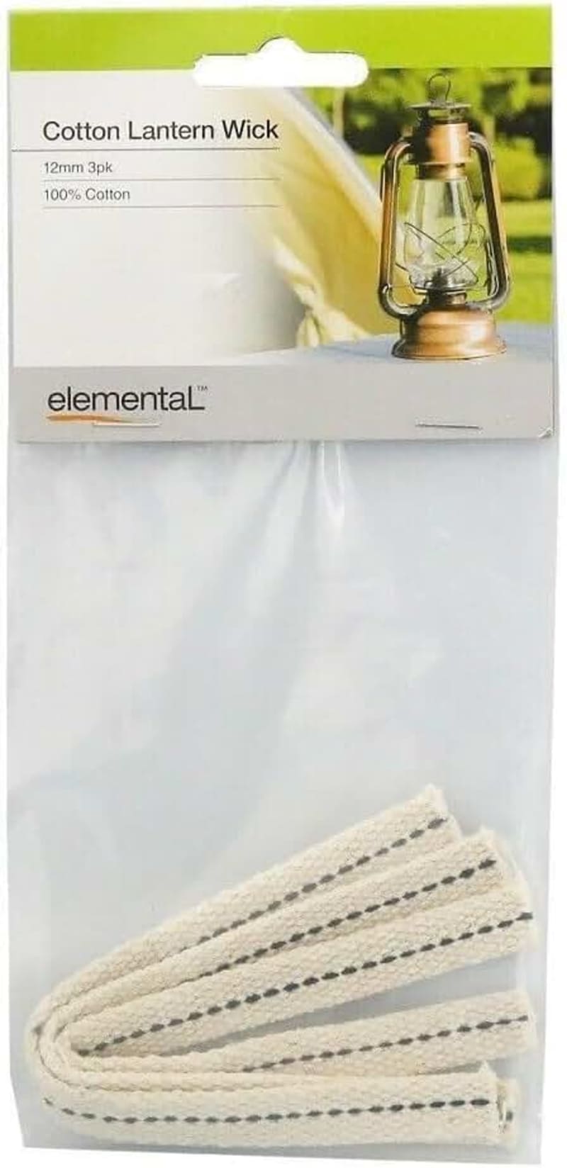 Elemental Cotton Lantern Wick, 12 mm Width (Pack of 3)