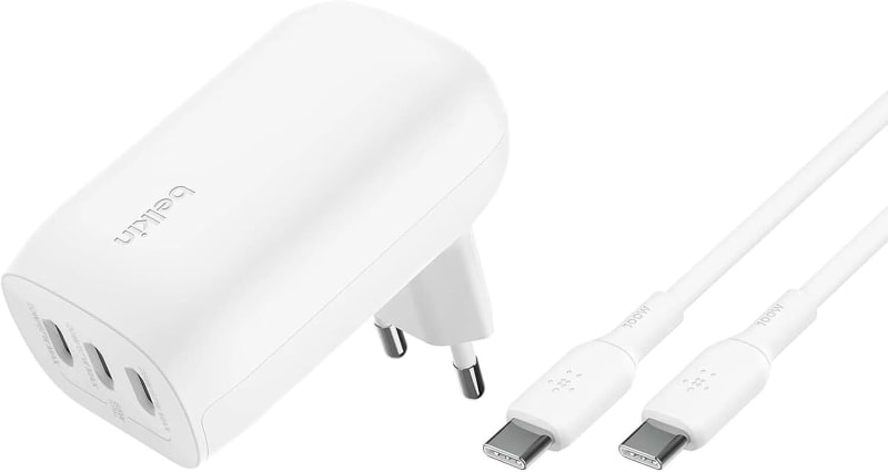 BoostCharge 3-Port USB-C Wall Charger with PPS 67W, USB-C PD 3.1 Enabled Fast Charging - iPhone 17, Air, Samsung Galaxy S25, Pixel 10, iPad, AirPods, Tablet, etc, USB-C to USB-C cable included