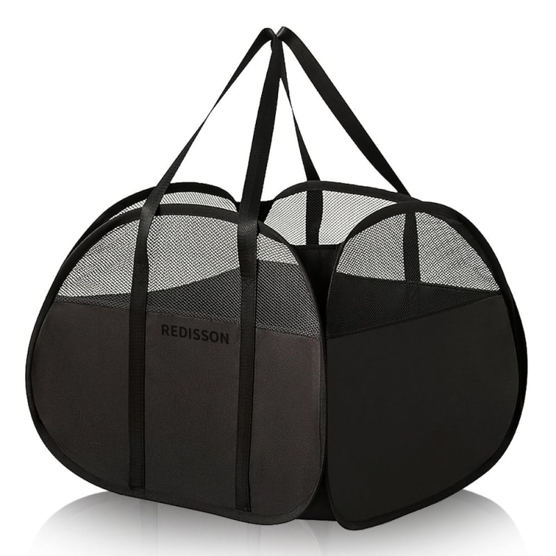 90L Large Foldable Laundry Basket, Pop Up Mesh Laundry Hampers Black