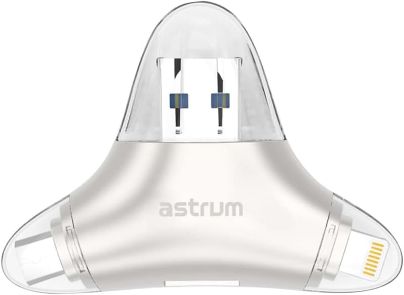 Astrum USB 3.0 OTG Card Reader for iPhone & Android, SD/TF Memory Card Reader with Lightning & Micro USB – AA220