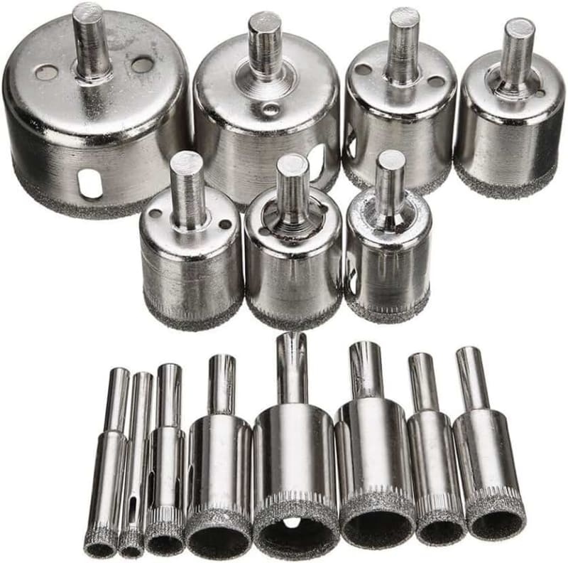 ALANES Drill Bits 15 PCS Hole Saw Drill Bits Set Kit for Ceramic, Premium Glass Drill Bit