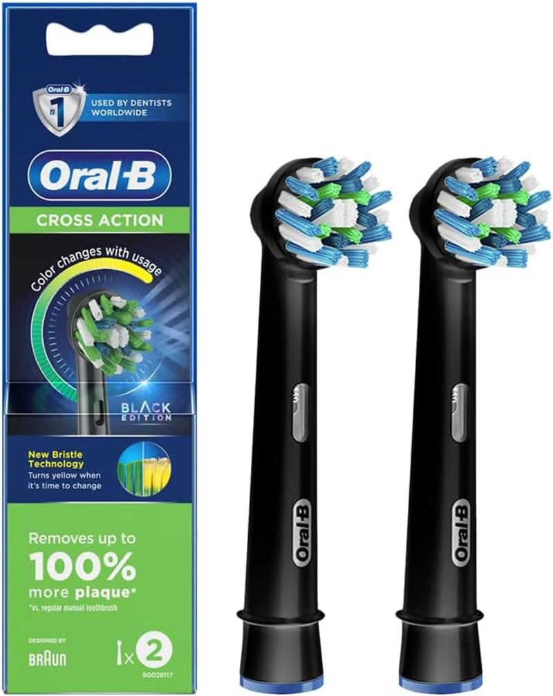 Oral-B EB50BK CrossAction Black Edition Replacement Toothbrush Heads 2-Piece Set, Black
