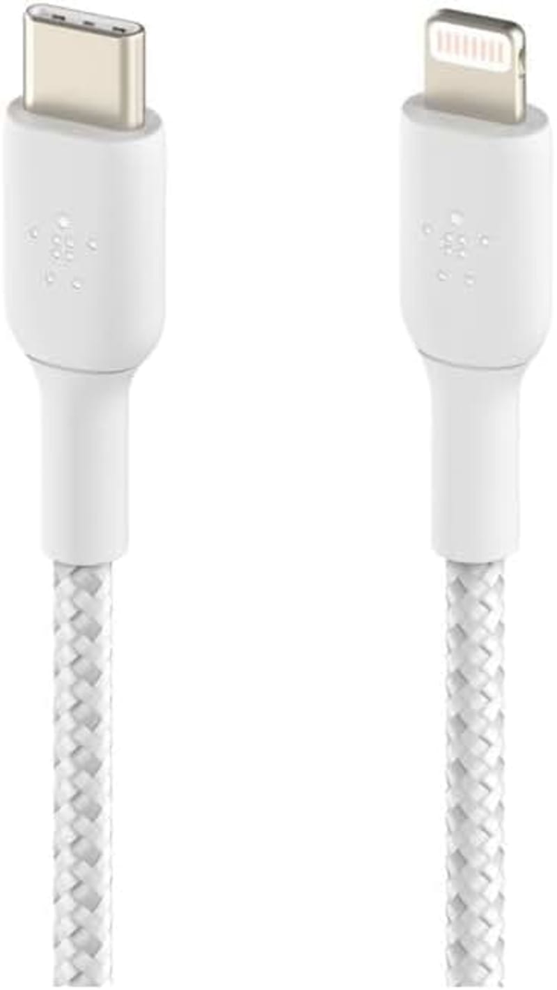 BoostCharge Braided USB-C to Lightning Cable - 1 Meter - White