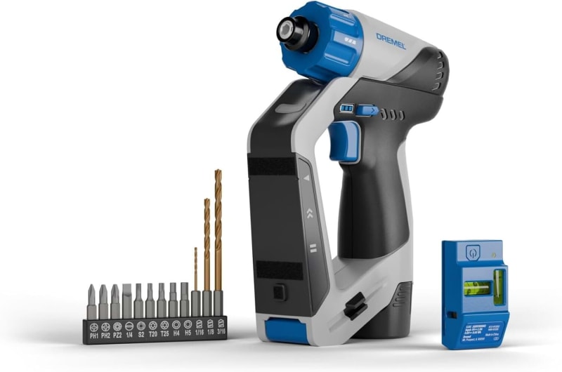 Dremel Blueprint 12 V 3-in-1 Cordless Drill, Multi-Screwdriver Set with Tracking Device, 1 x Removable Line Laser, 2.0 Ah Battery, 9 x Screwdriver Bit, 1 x Multi-Material Drill Bit, 1 x Spirit Level