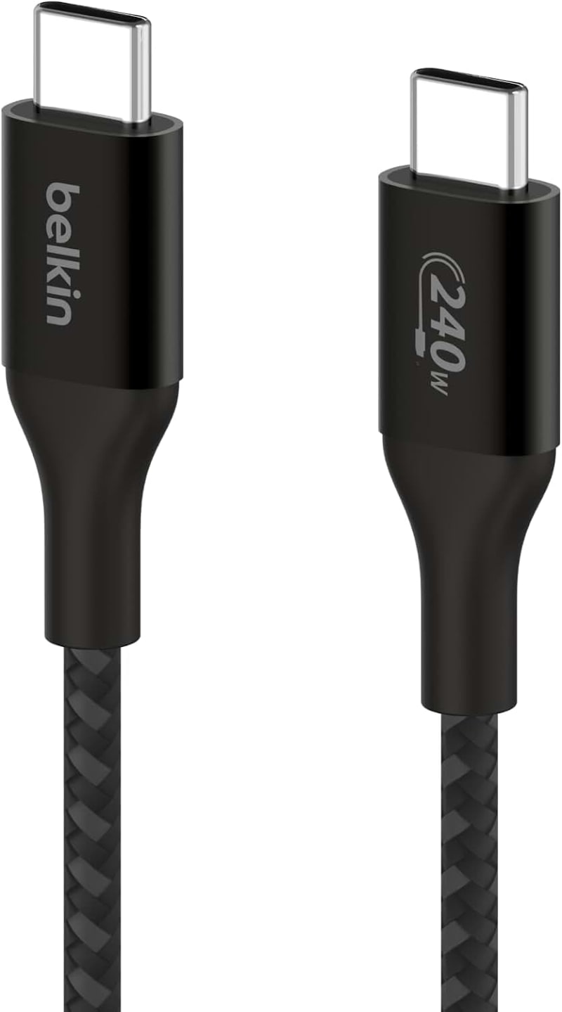 Belkin USB C to USB C Cable, 3.3ft, 240W - Type C Charger, iPhone Charger Cord, Fast Charging for iPhone 16, Galaxy S25, Pixel 9, MacBook, Chromebook, iPad Pro, Switch Steam Deck - Black