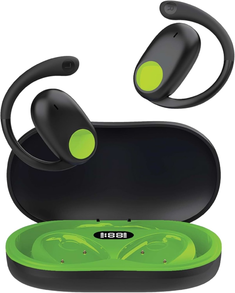 Supa Fly Ear Hook Earphone Sports Headsets with Bluetooth & Ambient Sound | Green & Black