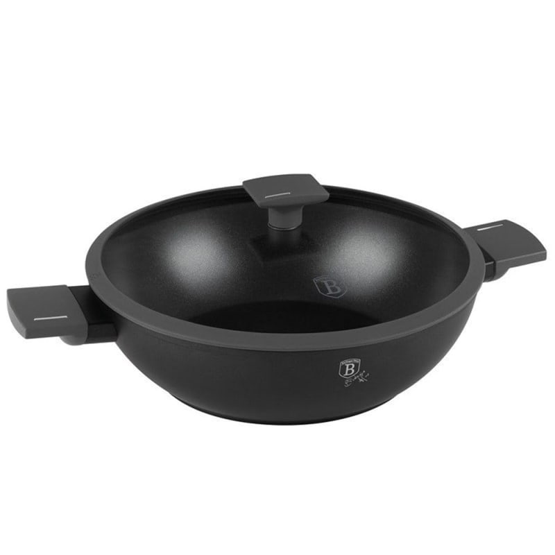 Berlinger Haus Anthracite Collection Wok with Lid, 30 cm Size