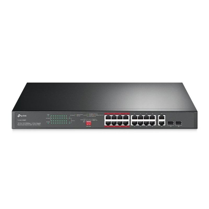 TP-Link 10/100 Mbps + 2-Port Gigabit Rackmount Switch with 16-Port PoE+