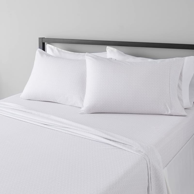 Amazon Basics Lightweight Super Soft, Wrinkle Free Breathable Microfiber 4 Piece Bed Sheet Set With 35.56CM Deep Pockets, Full, Gray Crosshatch, Printed