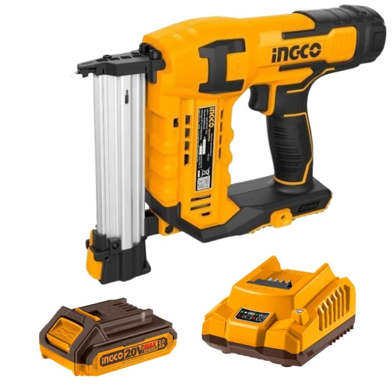 Ingco - Cordless Crown Stapler Nailer - 20V with Battery (2Ah) & Charger