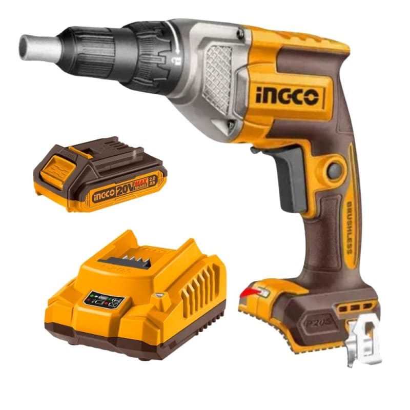 Ingco - Cordless Drywall Screwdriver 6.35mm-1/4 with 2AH Battery & Charger