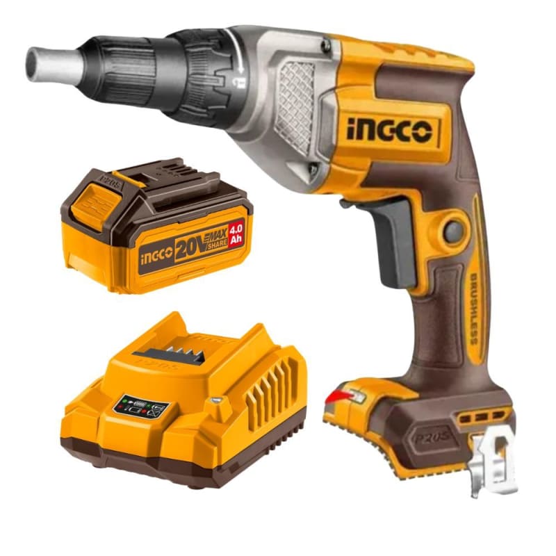 Ingco - Cordless Drywall Screwdriver 6.35mm-1/4 with 4AH Battery & Charger