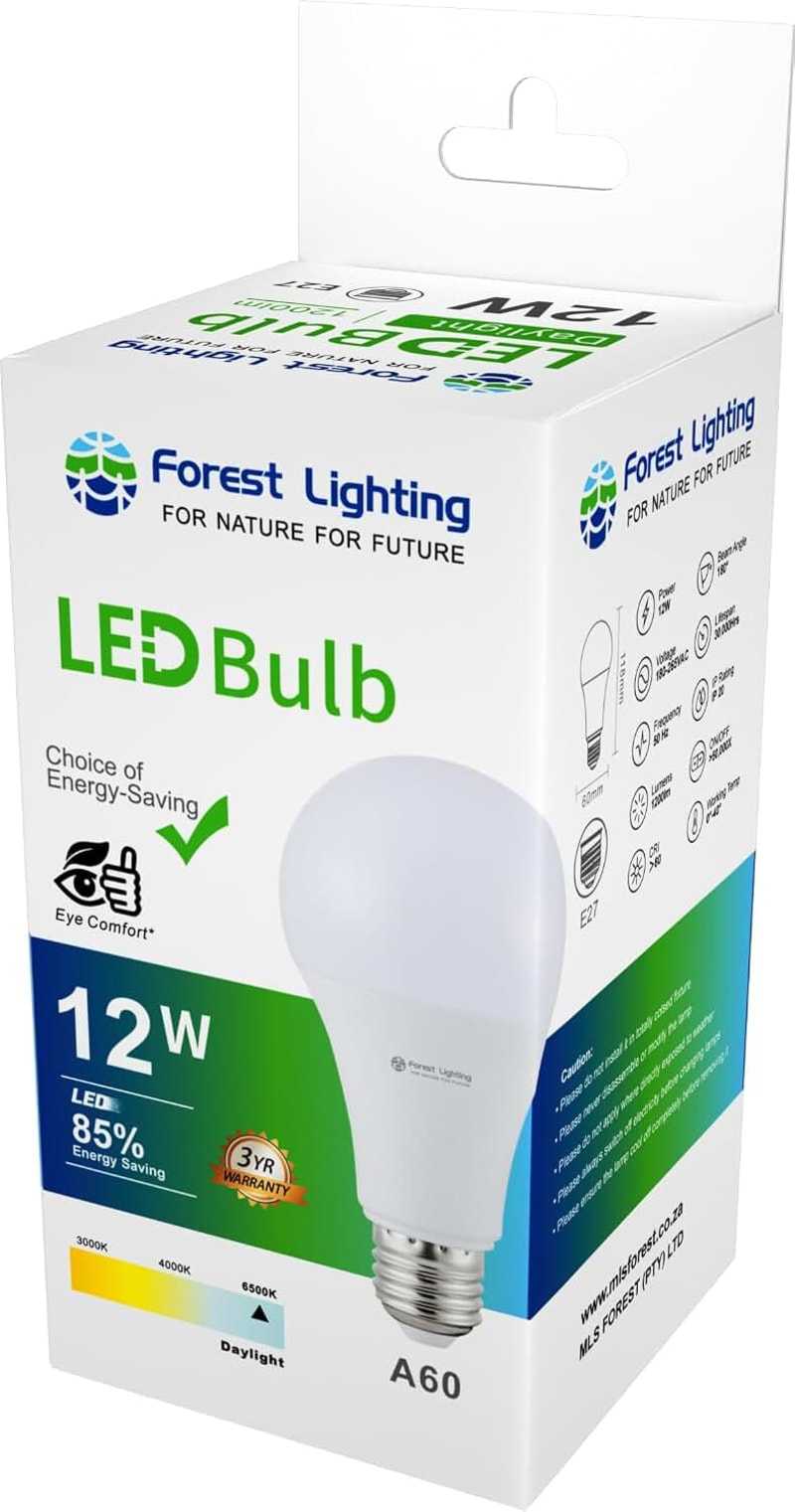 12W A60 Bulb E27 -Daylight-3 Year's Warranty