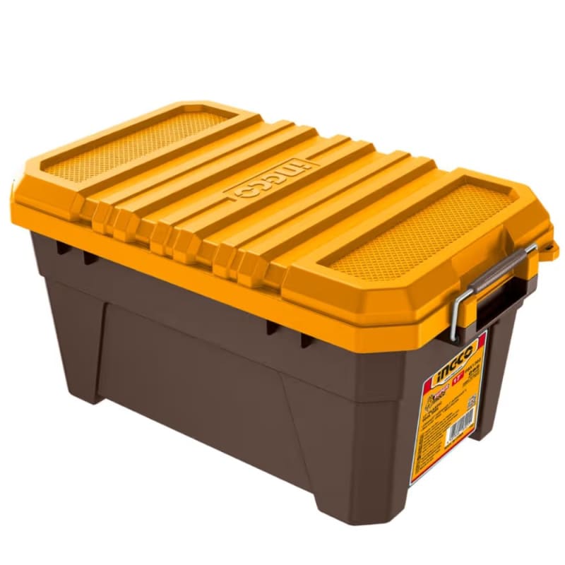 Ingco - Heavy-Duty Plastic Tool Box with Metal Buckles - 63cm (45L)