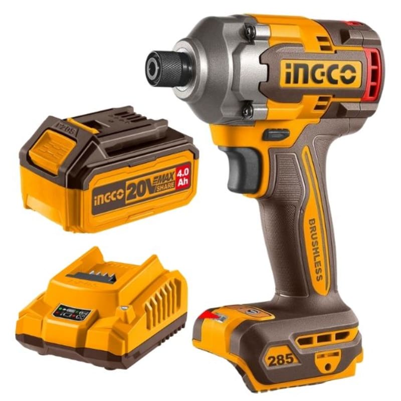 Ingco - Cordless Impact Wrench (400Nm) with Battery (4.0Ah) and Charger