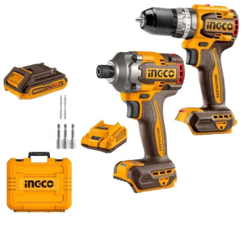 Ingco - Cordless Impact Driver & Compact Brushless Impact Drill - Combo