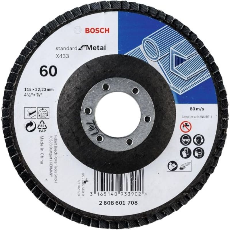 Bosch - Flap disc Standard for Metal 115 mm 22,23 mm 60 straight - 100 Pack