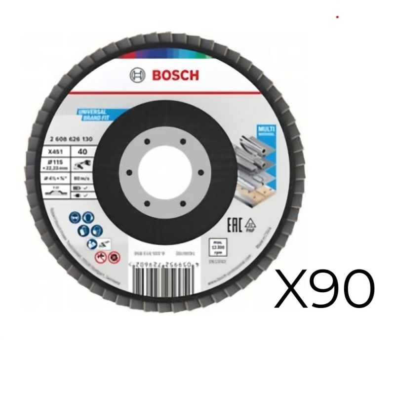 Bosch - Flap Disc (X451 - 115mm T27 - G40) - (Pack of 90)