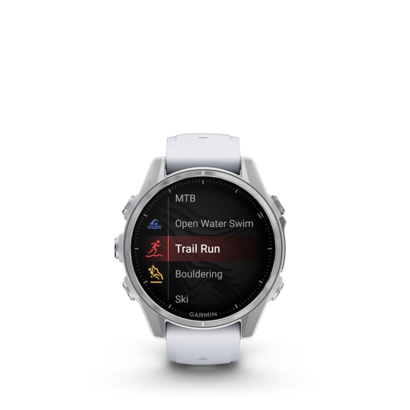 Garmin Fenix 8 - 43mm, AMOLED, Silver With Whitestone Silicone Band