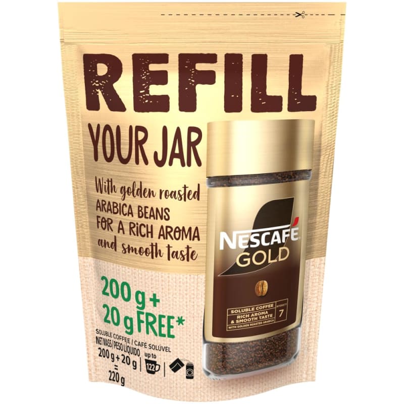 Nescafe Gold Instant Coffee Refill 220g Smooth Rich