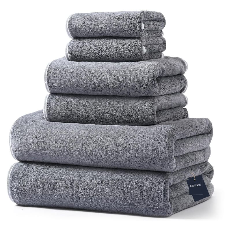 Microfiber 6 Piece Bath Towels Set - Soft & Highly Absorbent, Quick Dry