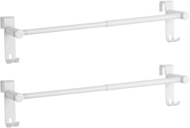 EMKE Retractable Towel Rail, Bathroom Over the Door Hanging Towel Rack with Hooks, Stainless Steel Sink Towel Holder with Adjustable Length, Radiator Towel Rail (2 Packs, White)