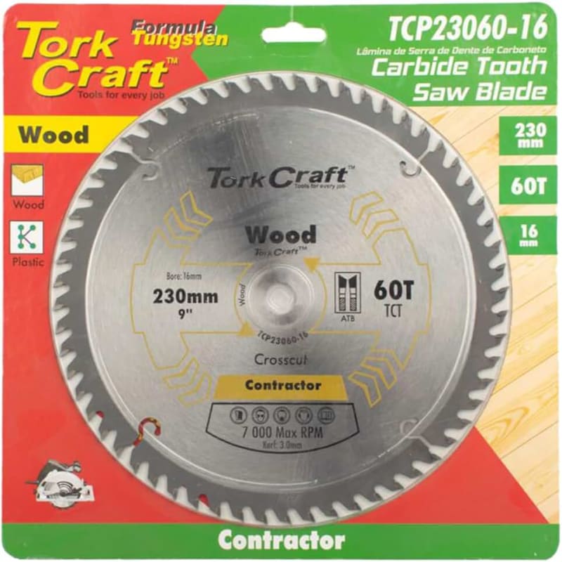 Tork Craft BLADE CONTRACTOR 230 X 60T 16MM CIRCULAR SAW TCT