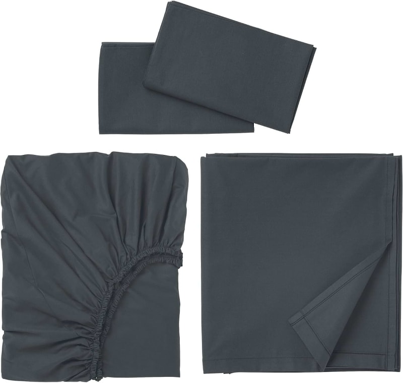 Fitted Sheet, Flat Sheet and 2 Pillow Cases Set, Double, Grey