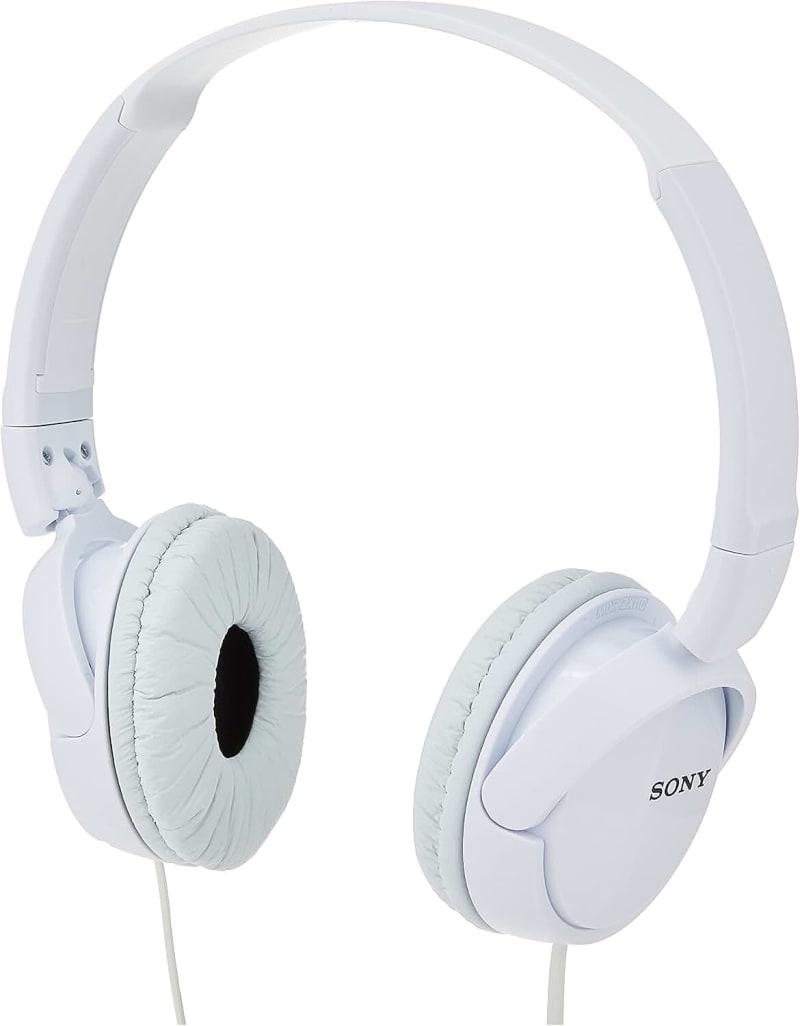 Sony MDR-ZX110 Foldable Wired Over-Ear Headphones without Mic, 30mm Dynamic Driver, One Size - White