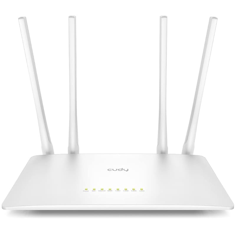Cudy WR1200 5 GHz 867Mbps/300Mbps Dual Band WiFi Router, White | 867+300 Mbps, 5x 100M ports, 4 antennas, MU-MIMO, beamforming, WPA3, 5 modes, 1100 sq ft, 40 devices, Cable Incl