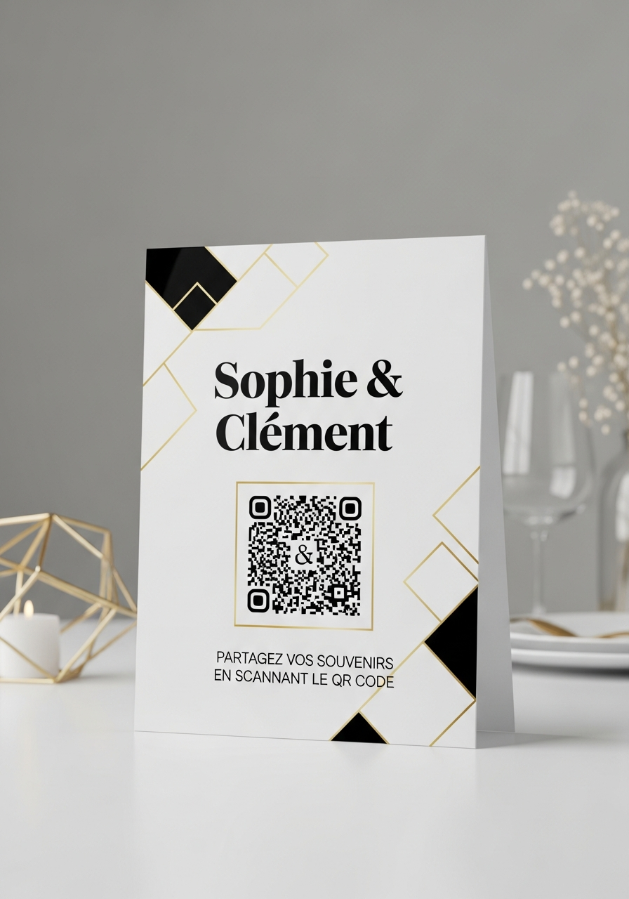 Affiche QR Code Mariage Moderne Géométrique