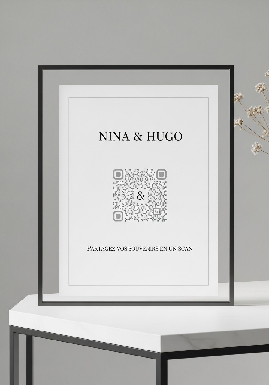 Affiche QR Code Mariage Minimaliste Ligne Fine