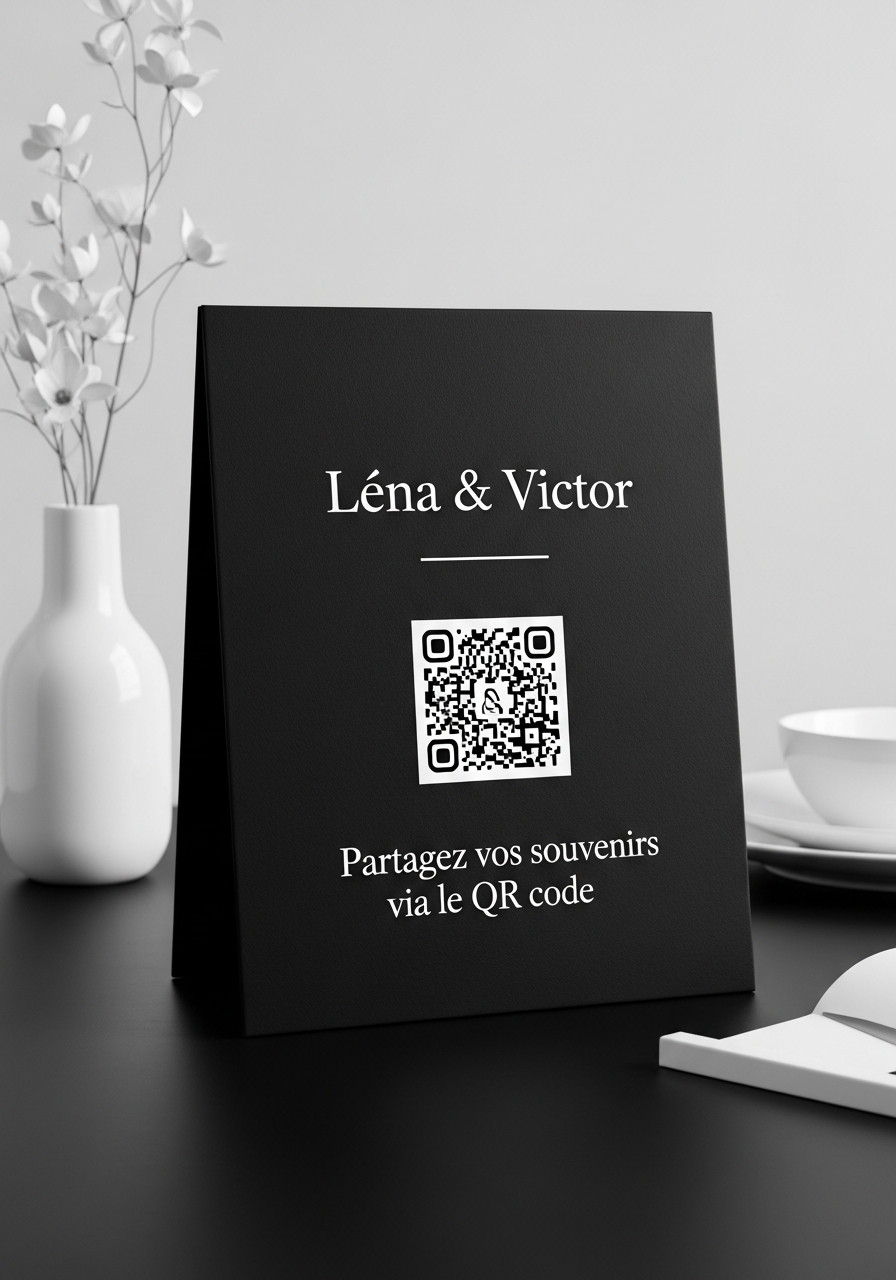 Affiche QR Code Mariage Minimaliste Noir