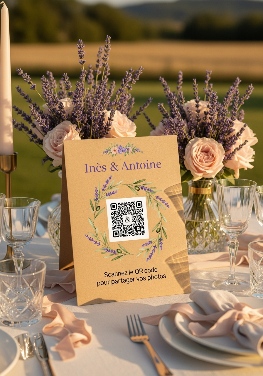 Affiche QR Code Mariage Provence Lavande