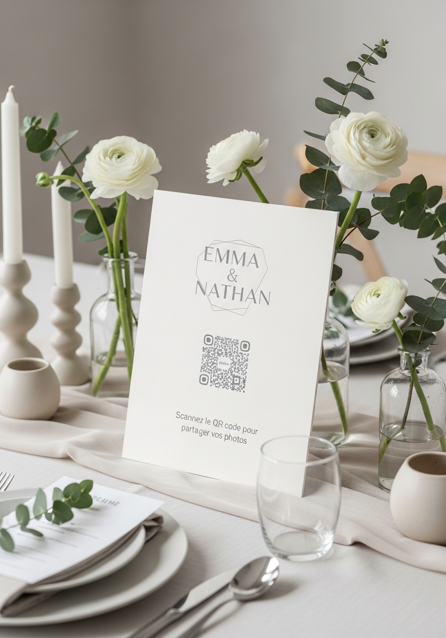 Affiche QR Code Mariage Neo-Scandinave