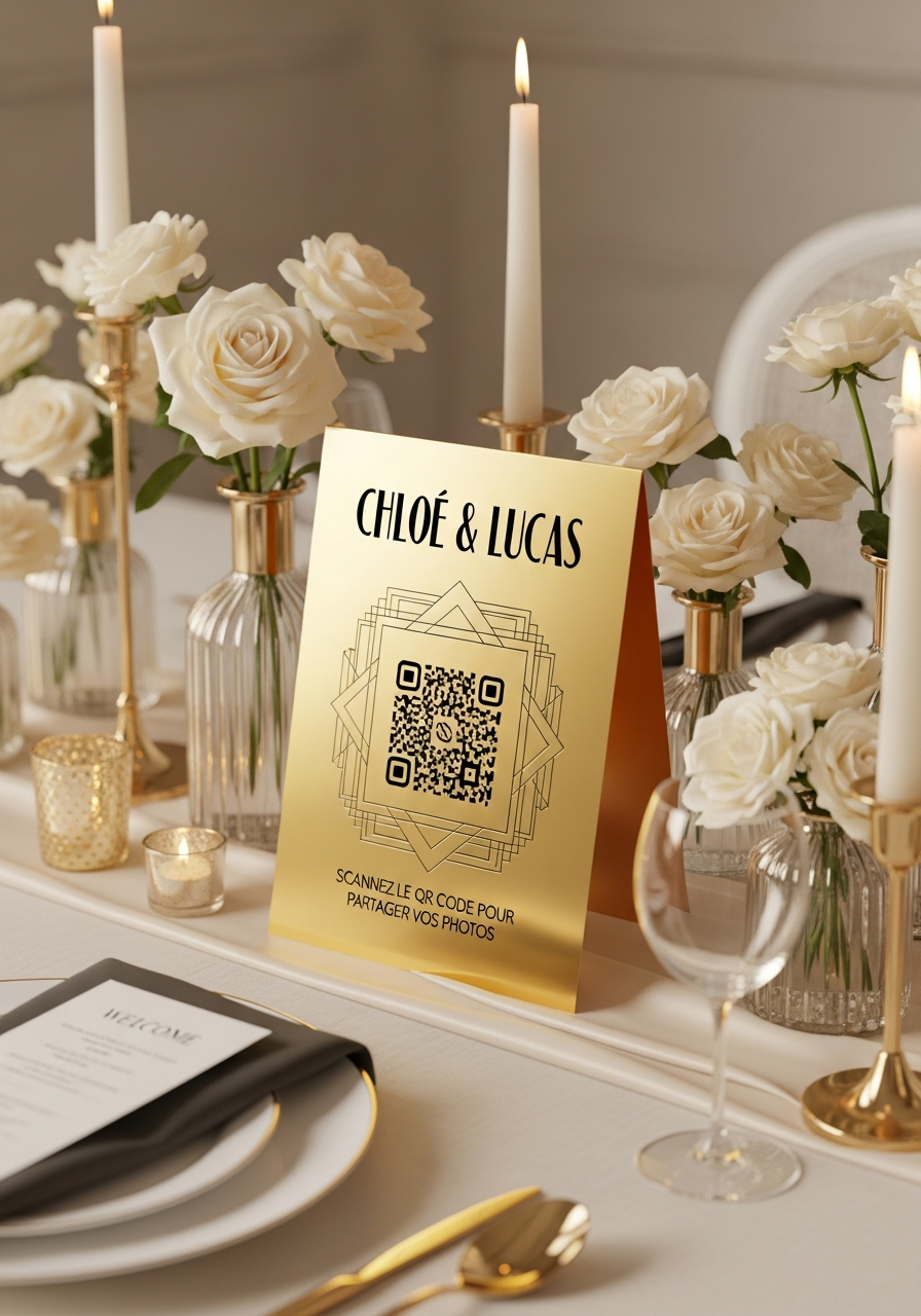 Affiche QR Code Mariage Art Déco Minimal