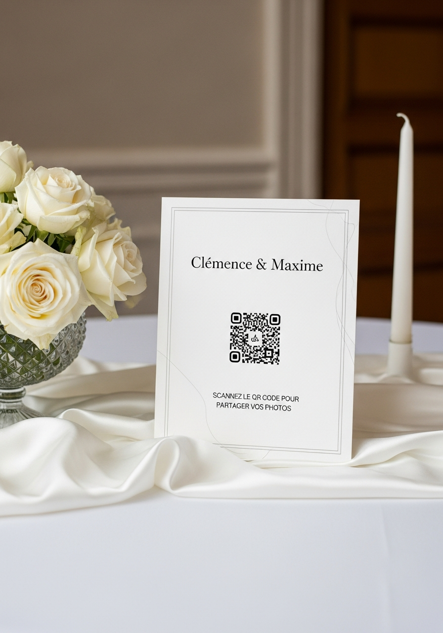 Affiche QR Code Mariage Minimaliste Blanc Pur