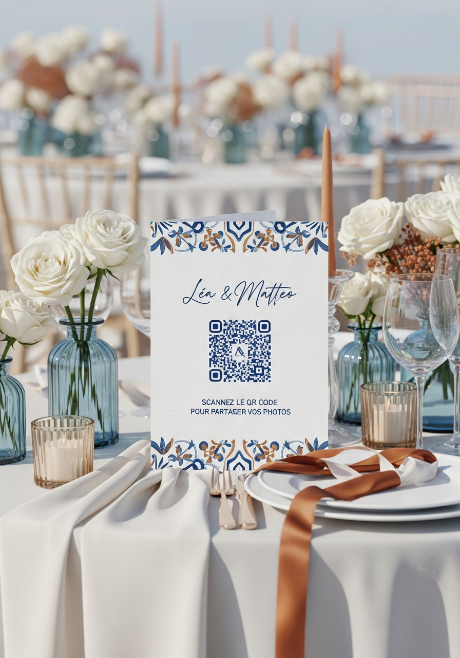 Affiche QR Code Mariage Méditerranéen Azur