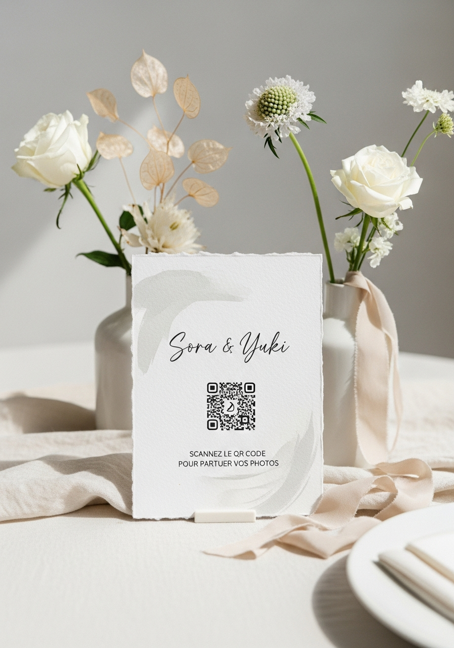 Affiche QR Code Mariage Japonais Wabi-Sabi