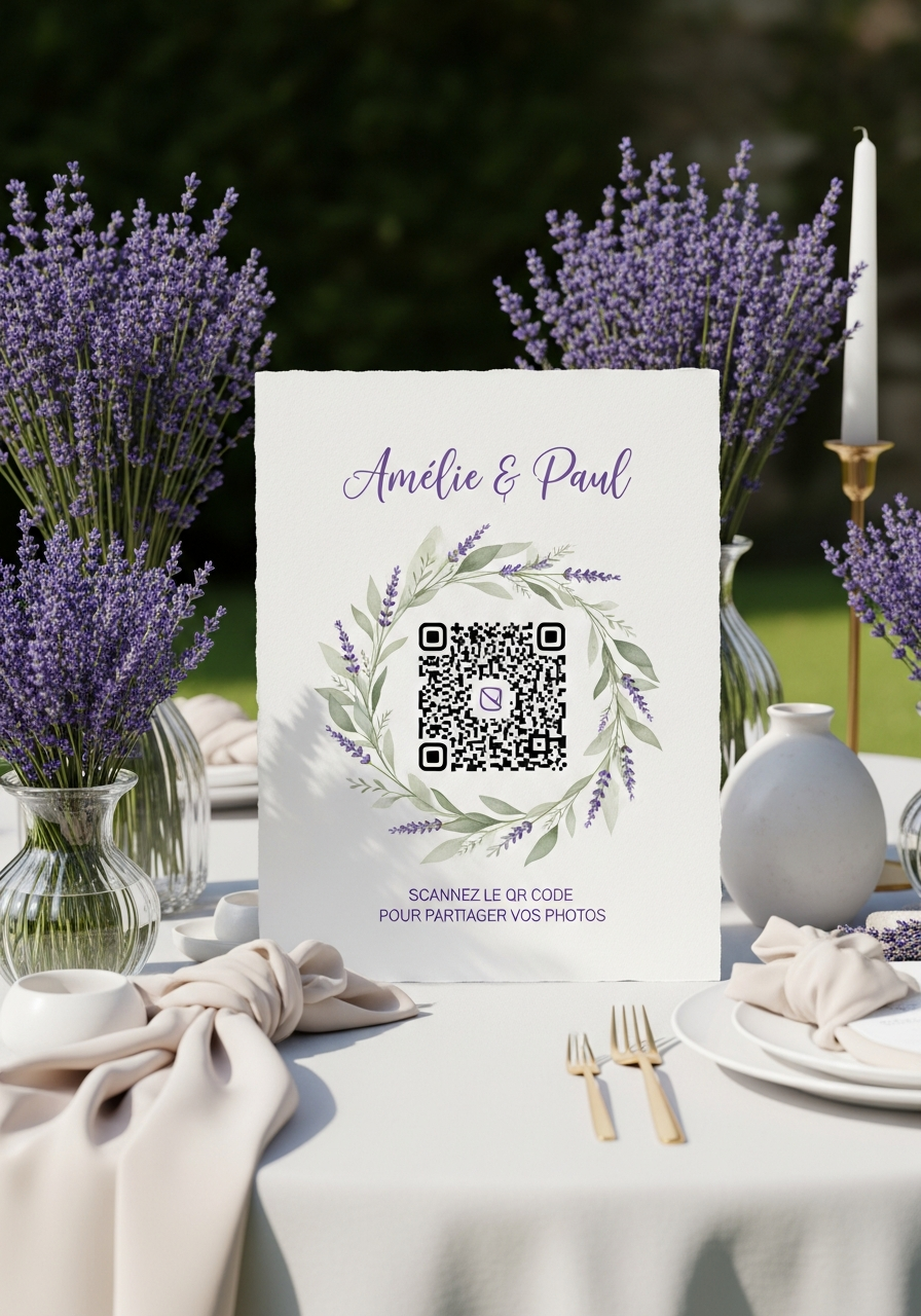 Affiche QR Code Mariage Provence Lavande