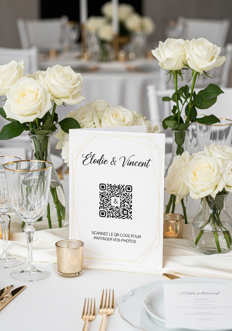 Affiche QR Code Mariage Chic Parisien