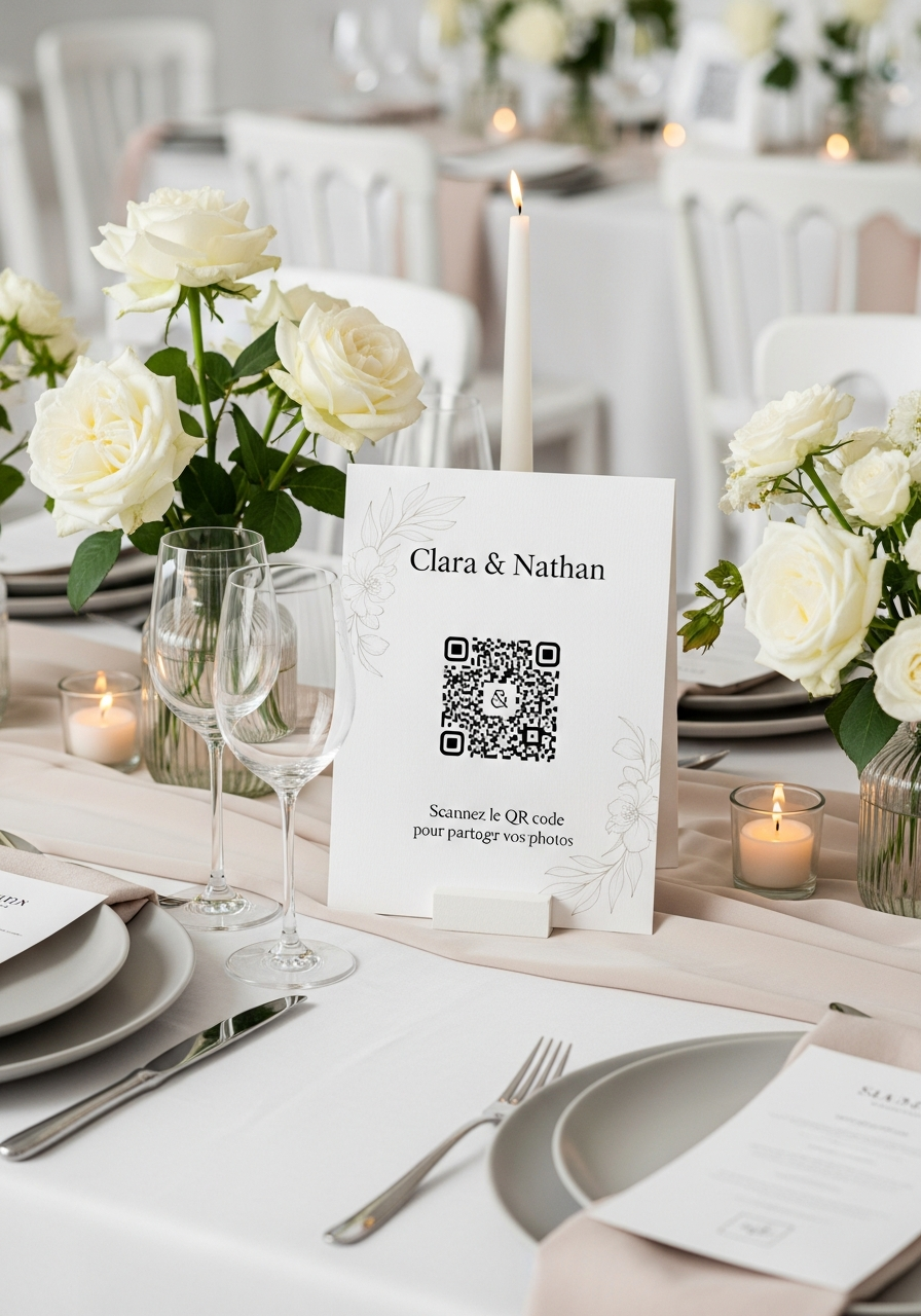 Affiche QR Code Mariage Neo-Scandinave Lumineux