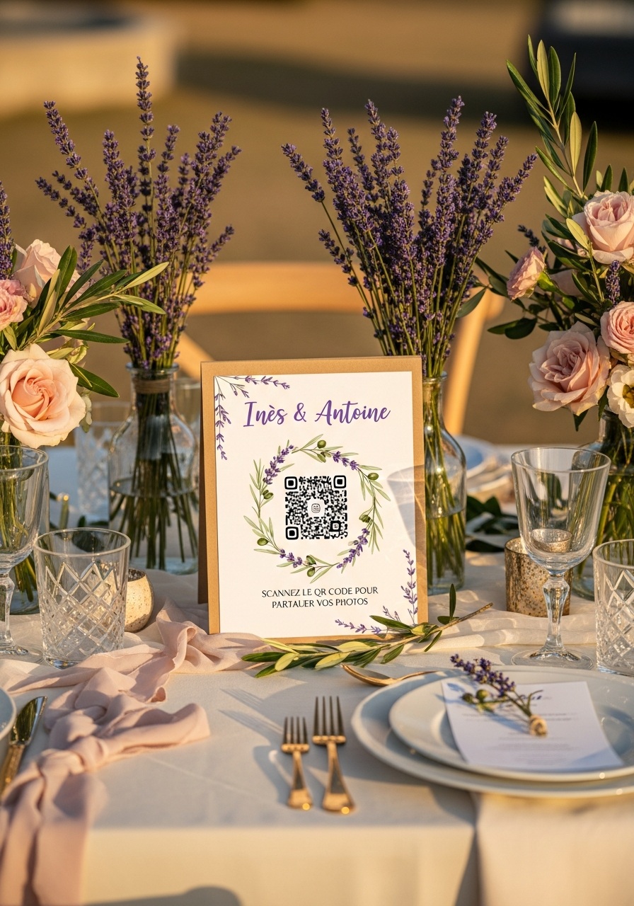 Affiche QR Code Mariage Provence Lavande