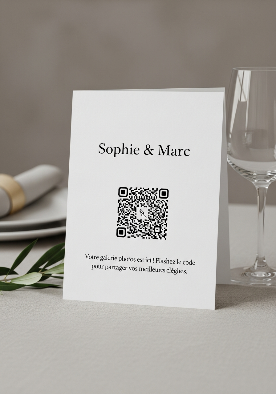 Carte de Visite QR Code Mariage Minimaliste