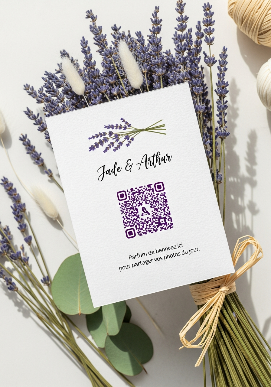 Carte Postale QR Code Mariage Provence Lavande