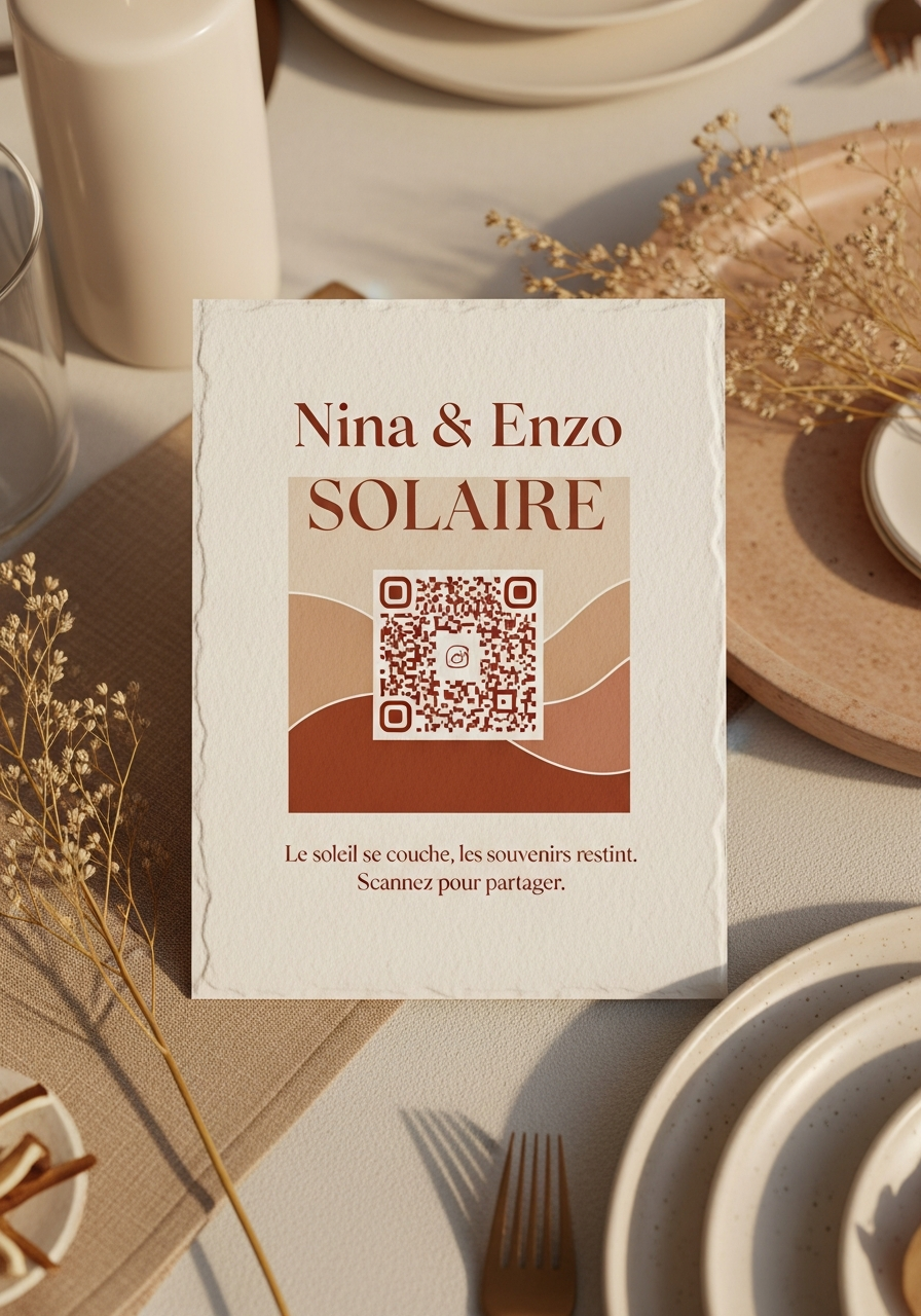 Carte Postale QR Code Mariage Terracotta