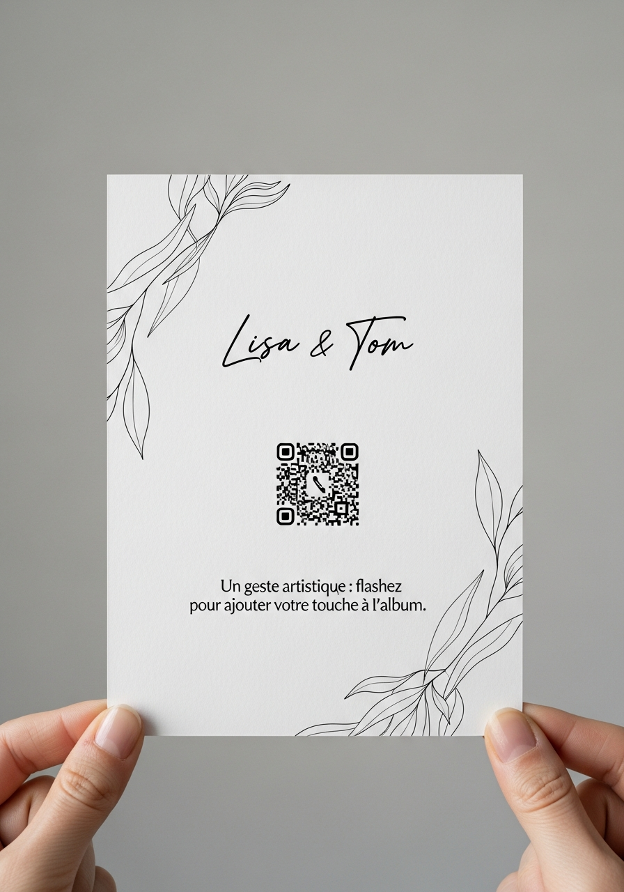 Carte de Visite QR Code Mariage Line Art