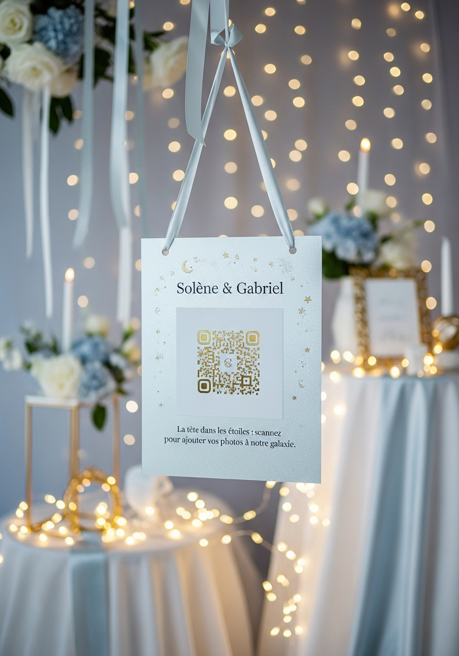 Affiche QR Code Mariage Esprit Céleste