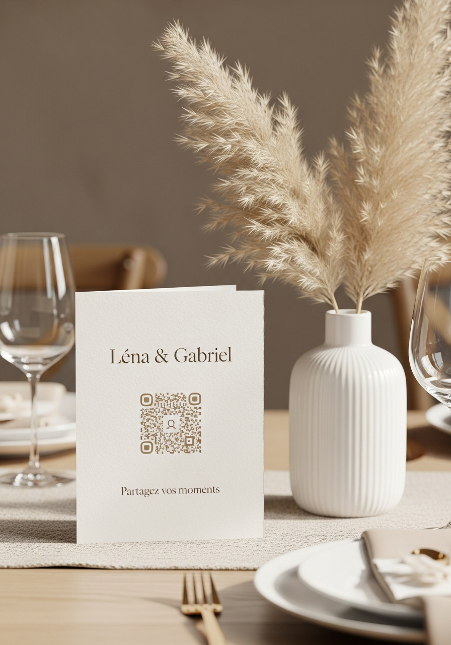 Affiche QR Code Mariage Bohème Raffiné